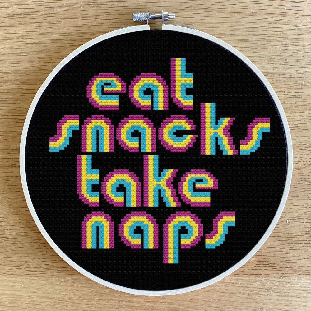 Eat Snacks Take Naps Cross Stitch Kit