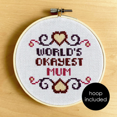 World's Okayest Mum Cross Stitch Kit