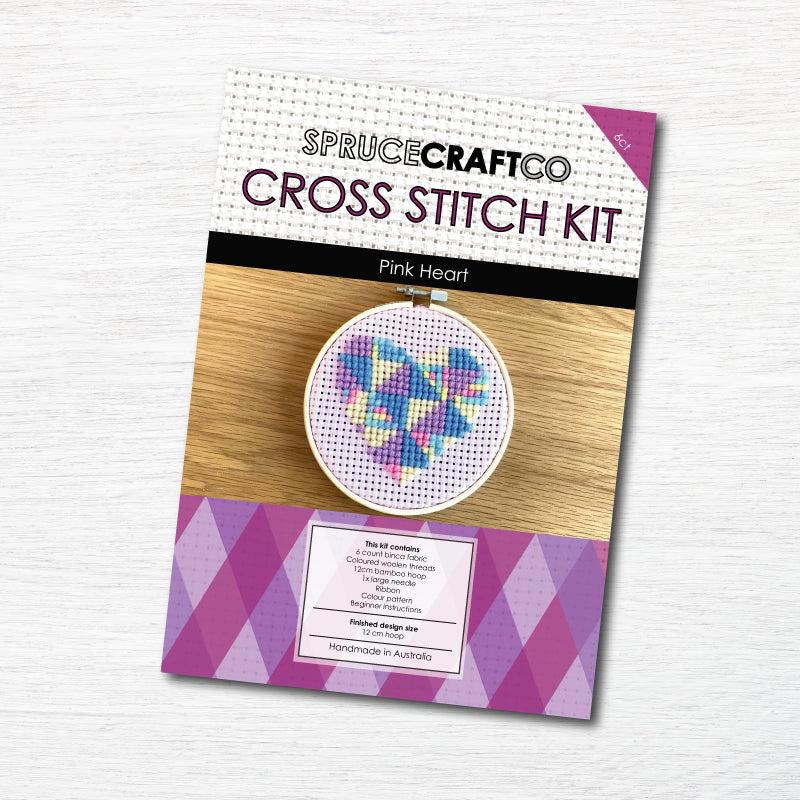 Pink Heart Kids Cross Stitch Kit