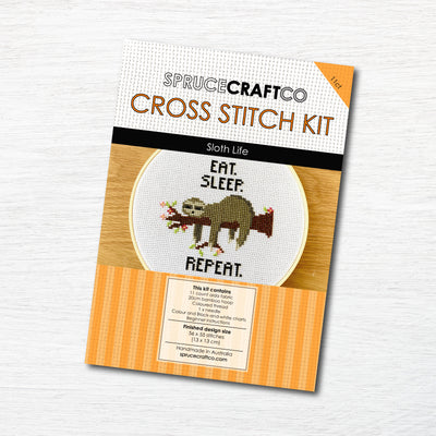 Sloth Life Cross Stitch Kit