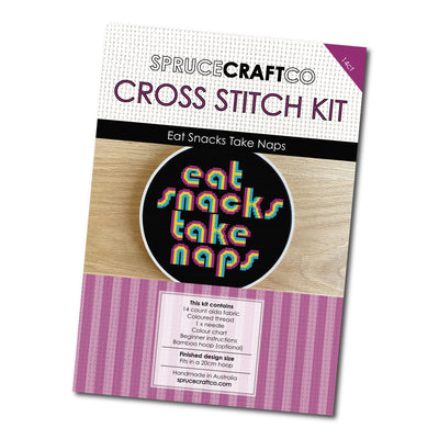 Eat Snacks Take Naps Cross Stitch Kit